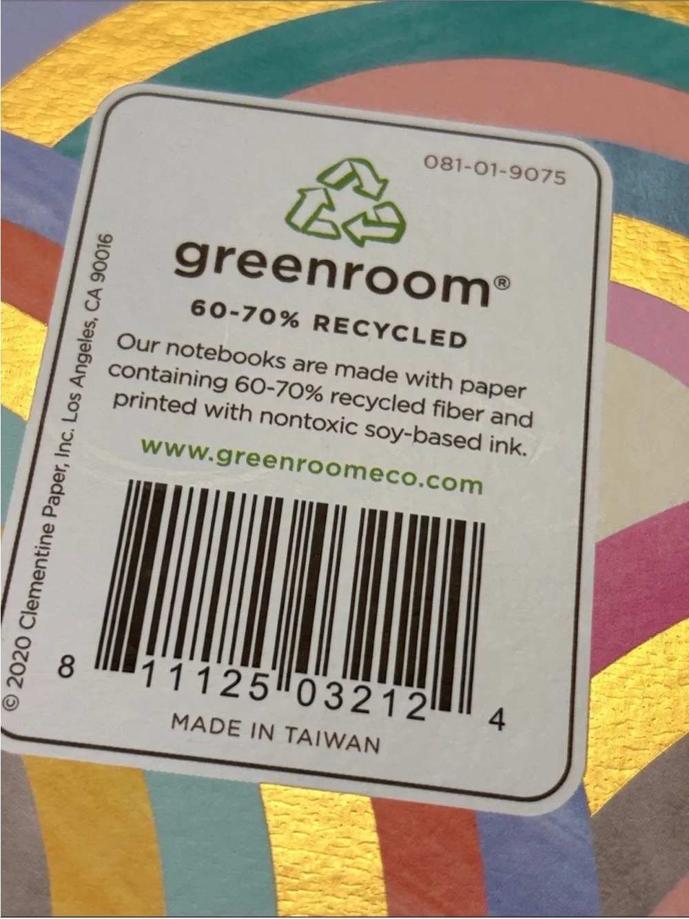 Greenroom Recycled Rainbow Theme Spiral Notebook Bundle of 2